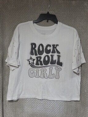 Social Scene ROCK ROLL Girlie Crop T Shirt Size Xl